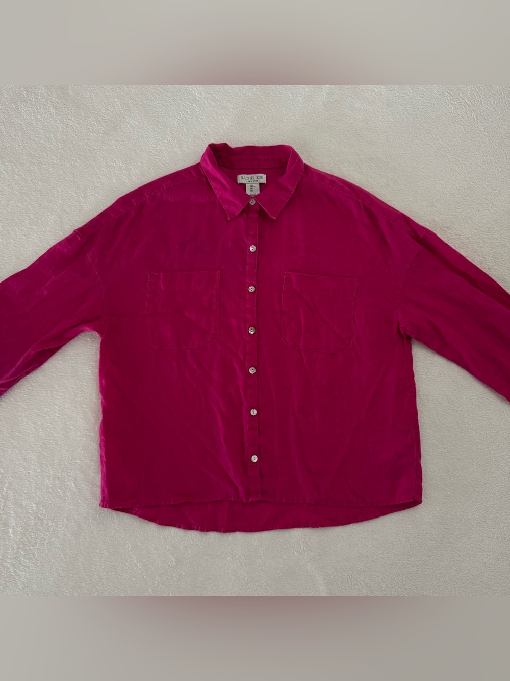 Rachel Zoe Women's Large
Magenta Pink 100% Linen
Boxy Button Down Shirt
Summer - Picture 2 of 8